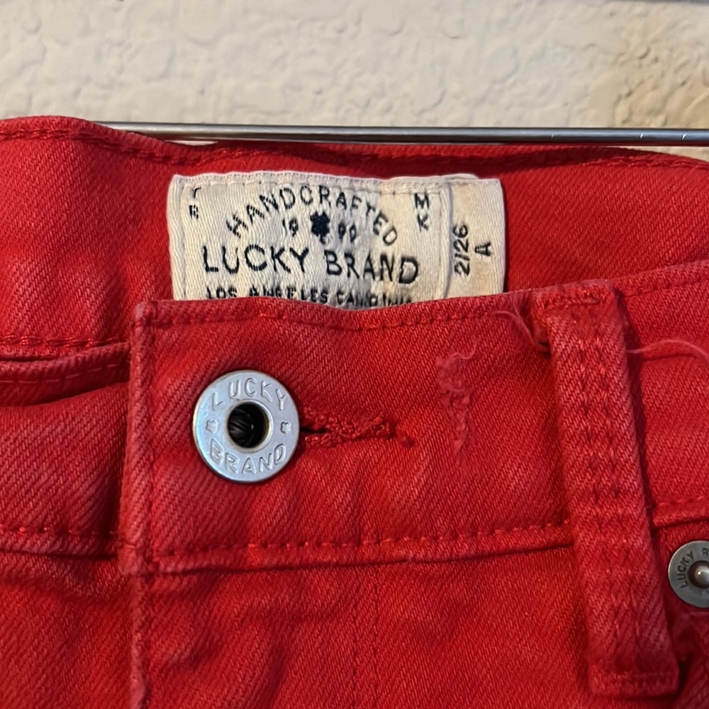 Lucky Brand Red Skinny Jeans Vintage Size 26 - Picture 2 of 4